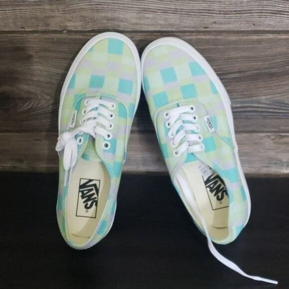 New Vans‎ Authentic Pastel Plaid Green Platform Shoes Festival Summer Casual Fun - Picture 7 of 9